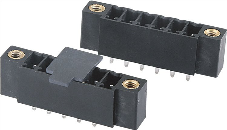 Connector de pas vertical mascle d'alta temperatura. 3.81mm amb brida